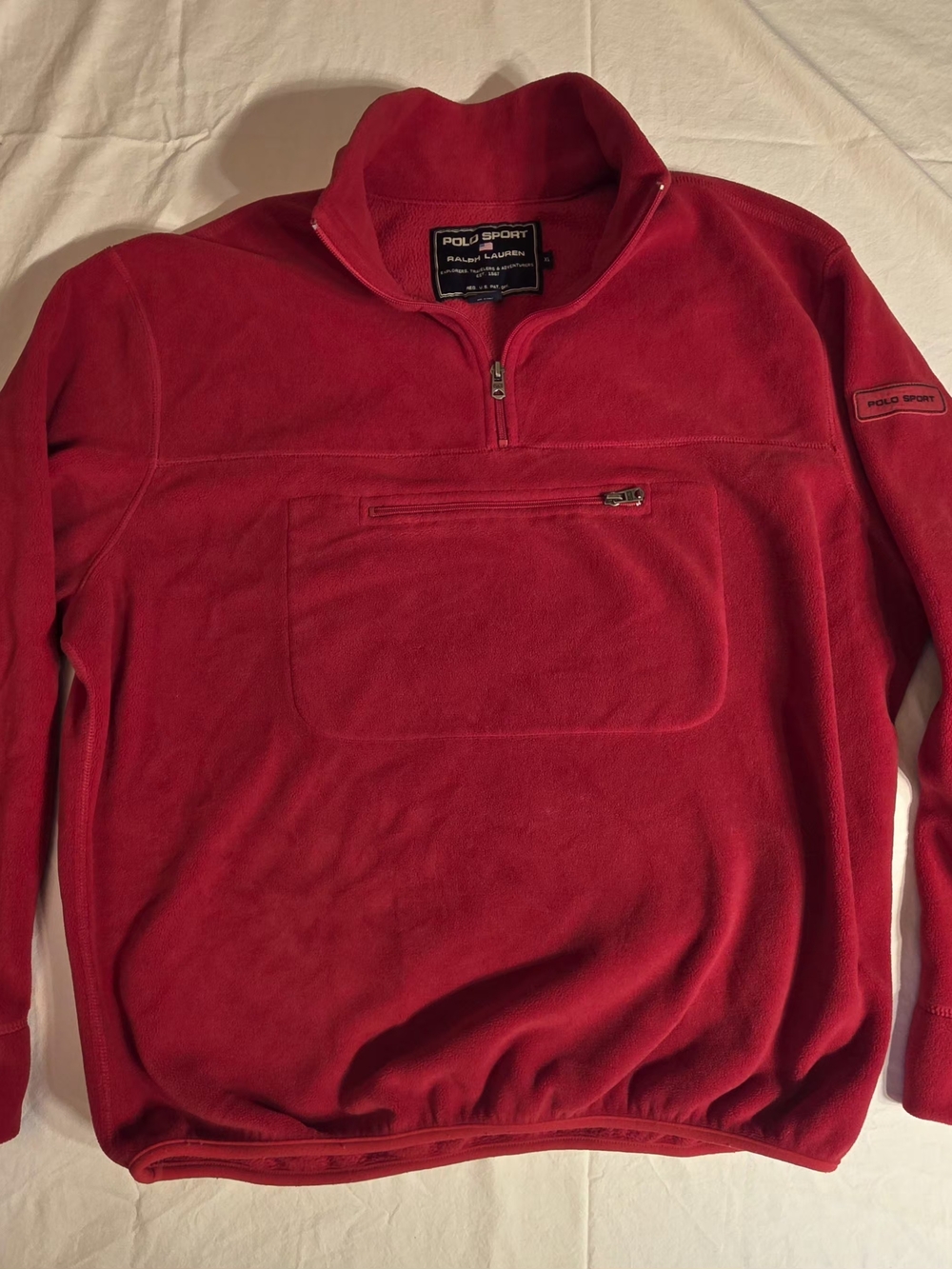 Vintage 90s Polo Sport Ralph Lauren Polartec Fleece Pullover XL Red